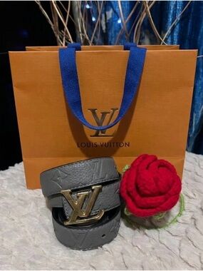 nwt Gray Monogram Leather Belt